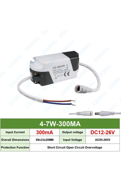 Choice9 1PCS DC head 4-7W 300MA LED Driver 8-12W 12-18W 18-24W 25-36W 50W Con...