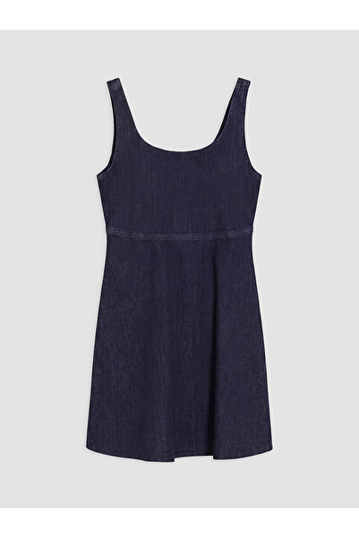 LC Waikiki Trendlucky U-Neck A-Line Mini Jean Dress with Difference