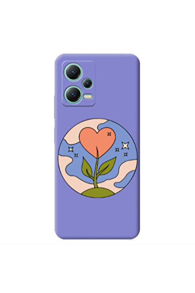 Other Xiaomi Redmi Note 12 Pro 5G Hearted Flower Purple Colored Silicone TPU ...