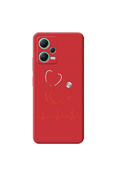 Other Xiaomi Redmi Note 12 Pro 5G Stethoscope Red Colored Silicone TPU Θήκη
