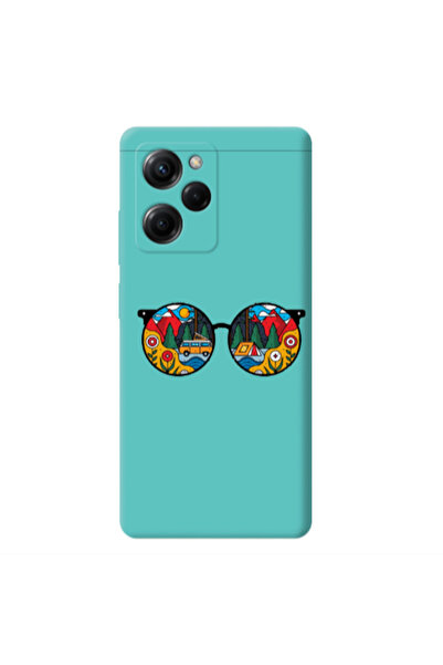 Other Xiaomi Poco X5 Pro Round Glasses Turquoise Colored Silicone TPU Θήκη