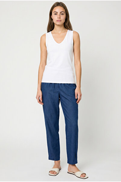 Sementa Yüksel High Waist Draped Tencel Trousers - Indigo