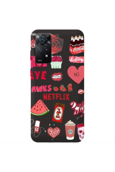 Other Xiaomi Redmi Note 11 4G pizza is my valentine Black Colored Silicone TP...