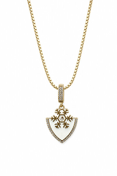 Jack Ferrero Yellow Color Snowflake Detailed Stone-Embellished Steel Necklace...