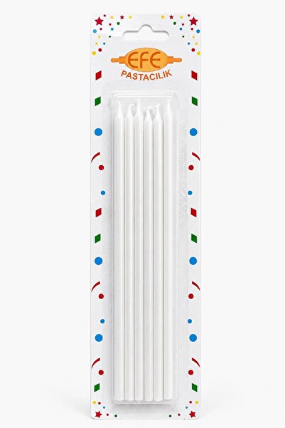 EFE PASTACILIK Beyaz Uzun Pasta Mumu 20 Cm