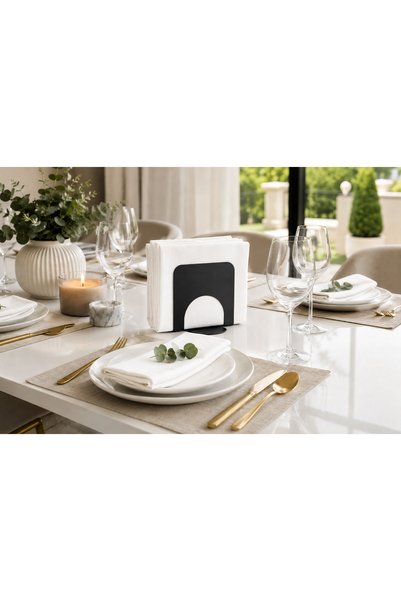 Stainless Art Black 2Pcs Metal Stylish Napkin Holder Kitchen Table Dining