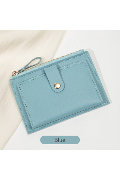 Choice3 QB342-Blue Minimalist and Fashionable Women's Short Card Bag Ultra-Th...