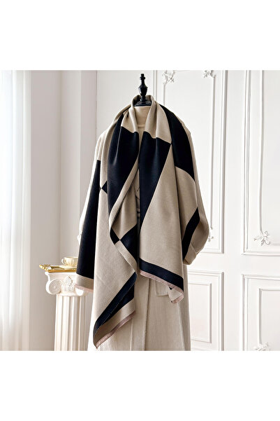 choice2 black 2025 Brand Elegance Geometric Print Imitation Pashmina Shawl Wa...