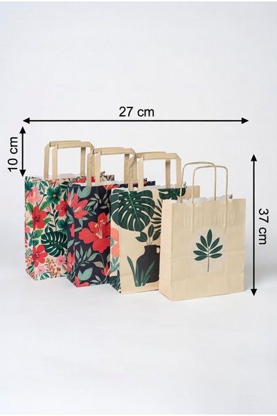 BİLGİ K K Lüks Hediyelik Karton Çanta 27x10x37 cm Premium Romantik ve Çiçek T...