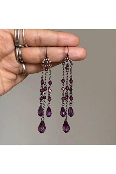Choice WB4499-1 Vintage New Chinese Water Drop Inlaid Zircon Tassel Earrings,...