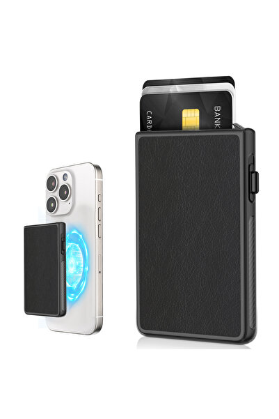 Choice Black Magnets MagSafe Wallet Pop Up Card Holder Magnetic Card Case Sli...