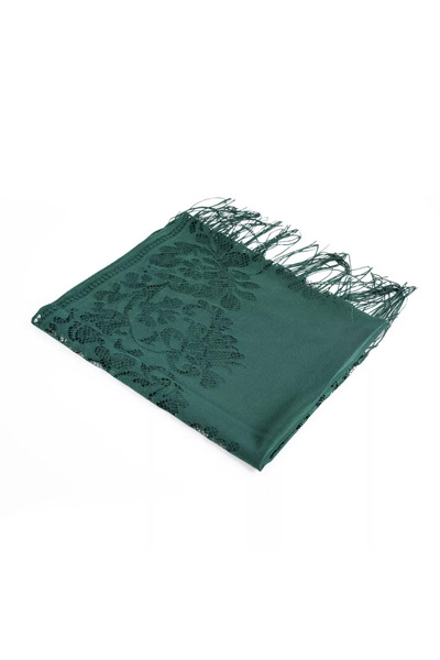 Hayrat Neşriyat Lace Tassel Shawl (Mevlid Coverlet, 166X61 Cm.) Green)
