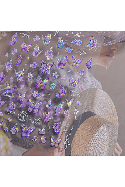 Choice42 ملصق أظافر NAILFYOU TO4497 بتصميم فراشة بنفسجية ثلاثية الأبعاد مع بت...