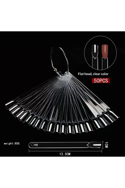 Choice 386-10 50pcs False Nail Display Tips Clear Nature Color Chart Oval Fan...