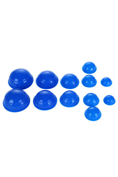 choice2 Blue 12Pcs Silicone Massage Jars Cupping Set Chinese Therapy Body Mas...