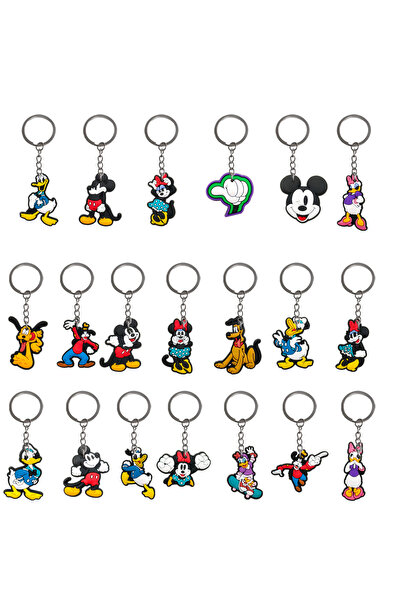Choice 8 cm 20pcs set Disney Mickey Mouse 2D Key Chain 20 Designs Soft Flat P...