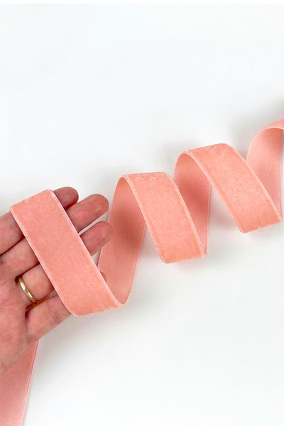 ZEYMERADE Açık Pembe Kadife Kurdele 3cm 1mt, Gelin, Damat, Bohça, Nişan, Çeyi...