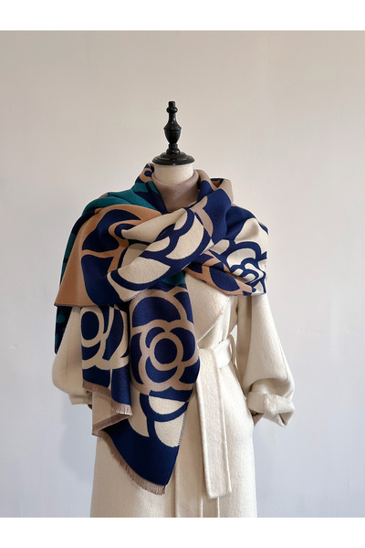 Choice3 DEEP BLUE Cashmere Scarf for Women Thick Warm Winter Blanket Brand Fe...