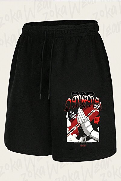 ZOKAWEAR شورت مطبوع بتصميم كاتانا من Bad Omens للجنسين