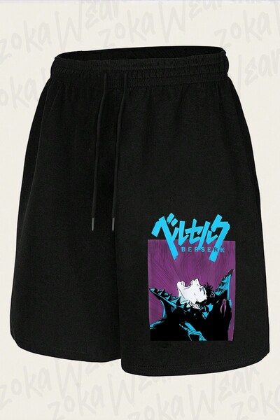 ZOKAWEAR Unisex Berserk Guts Σορτς με στάμπα σχεδίου καραζίραχ