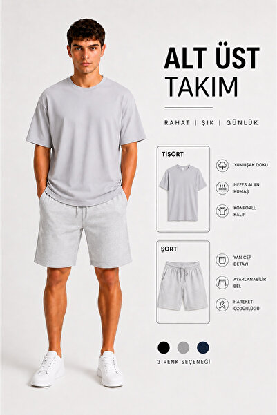 JULİA MODA Men's Shorts-T-Shirt Set Breathable Lightweight Fabric Maximum Com...