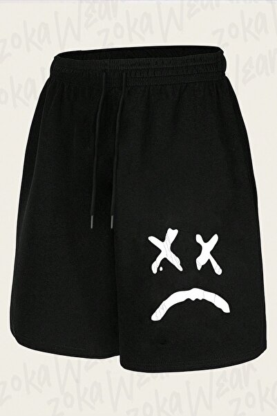 ZOKAWEAR Unisex σορτς με στάμπα σχεδίου Sad Face Lil Peep