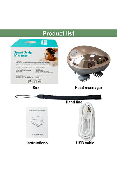 Choice1 Gold Electric Scalp Massager Silicone Head Scalp Kneading Vibration D...