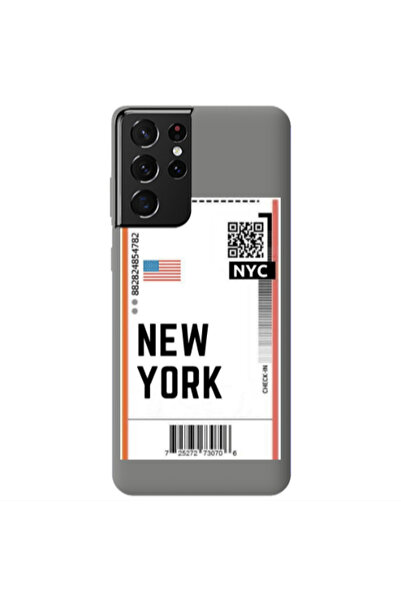 Other Samsung S21 Ultra New York NYC Grey Colored Silicone TPU Θήκη