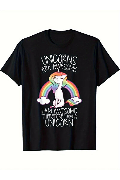 23 nisan Men'S Funny Graphic T-Shirt "Unicorns Are Awesome I'm Awesome" Sloga...