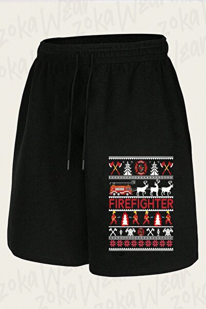 ZOKAWEAR شورت مطبوع بتصميم عيد الميلاد القبيح للجنسين من Firefighter Ugly Chr...