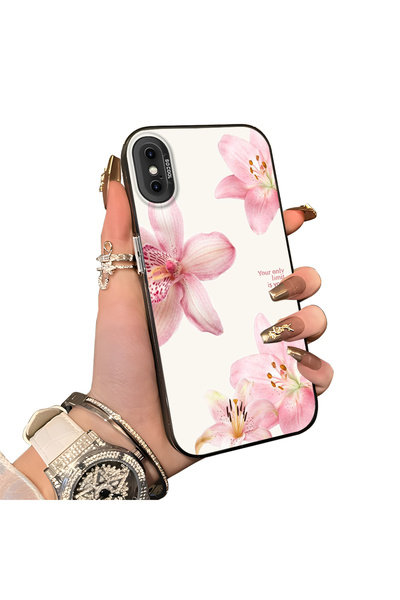 Hontinga iPhone X Uyumlu Silikon Kenar Sert Arka Kılıf Couple Telefon Kılıfı ...