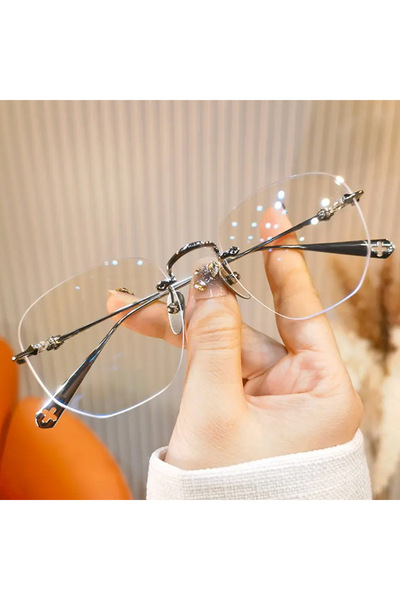 Choice3 +100 Silver 0~ +4.0 Frameless Anti Blue Light Reading Glasses Neutral...