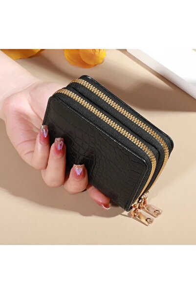 Choice6 black Elegant Women's Multi Card Wallet - Secure Double Zip Clutch | ...