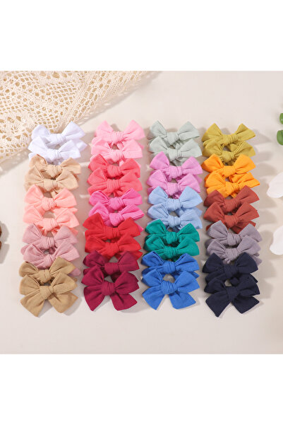 Choice QC2466-20B 20Pcs random color cloth bowknot hairgripes cheer bows soli...