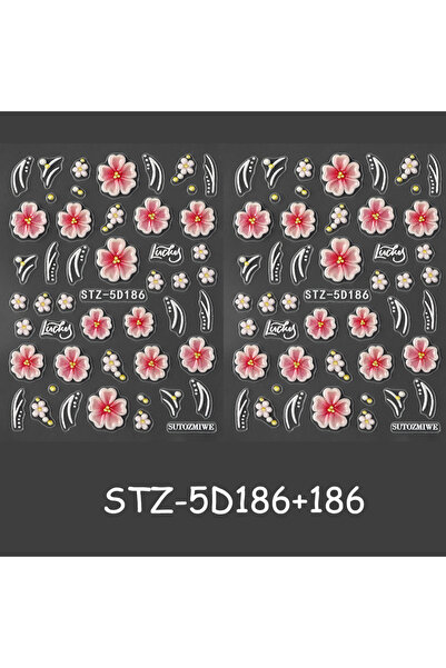 choice2 2 pcs STZ-5D186 2 pcs 5D Embossed Sea Flowers Sakura Nail Art Sticker...