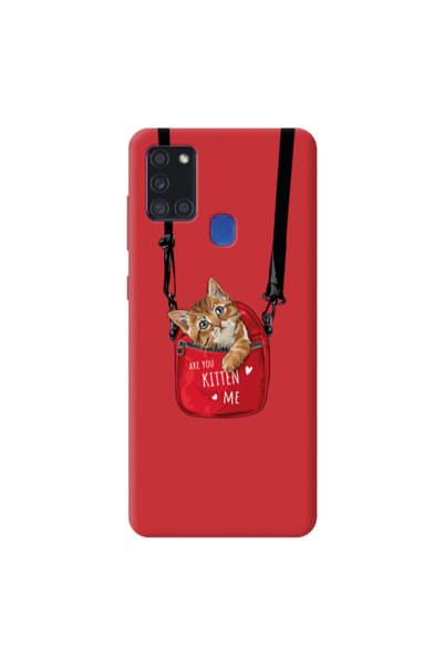 Other Samsung A21S Are you kitten Red Colored Silicone TPU Θήκη