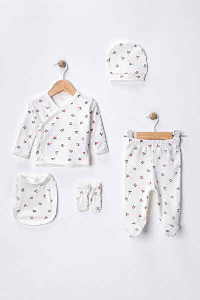 Noone 5 Piece Hospital Discharge Set I Love Mom Dad Printed 100% Cotton Newbo...