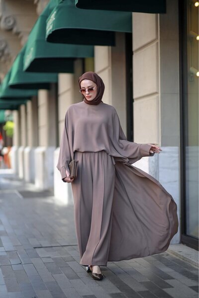 NS Moda Tesettür Sakura Takım Vizon-Model 581