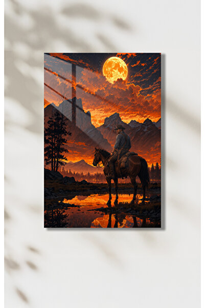 PESHLİSTORE RDR 2 Arthur Morgan Atlı Gün Batımı Metal Duvar Tablosu – Western...