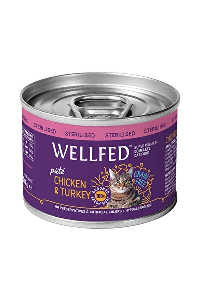 Wellfed Αποστειρωμένο Κονσέρβα Γάτας Κοτόπουλο & Γαλοπούλα 200γρ