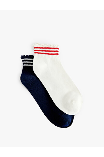 Koton Cotton Ruffled Striped 2-Piece Sock Set