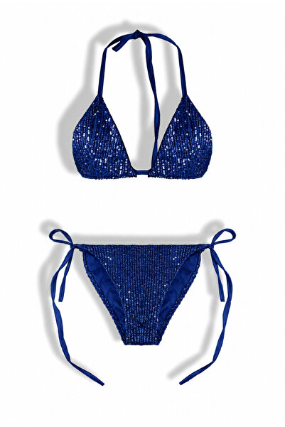 Muu&Lorg Lacivert Pul Payet Bikini Takımı