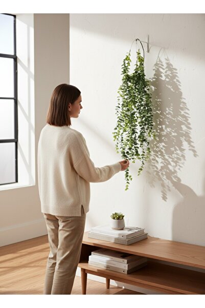 NEŞELİ ÇİÇEKLER Yapay Sarkıt Okaliptüs Demeti 70 cm Dekoratif Duvar ve Salon ...