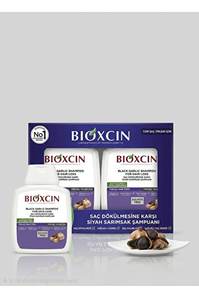Anka Ticaret Black Garlic Shampoo Anti-Hair Loss Double Set for All Hair Type...