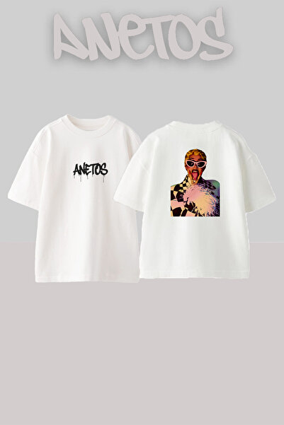 Anetos Cardi B_60 Σχέδιο με στάμπα Oversize Λευκό T-Shirt