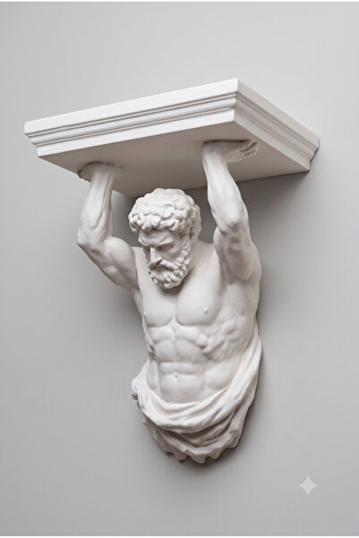 Smug Design 3D Mitolojik Atlas Heykeli Duvar Rafı