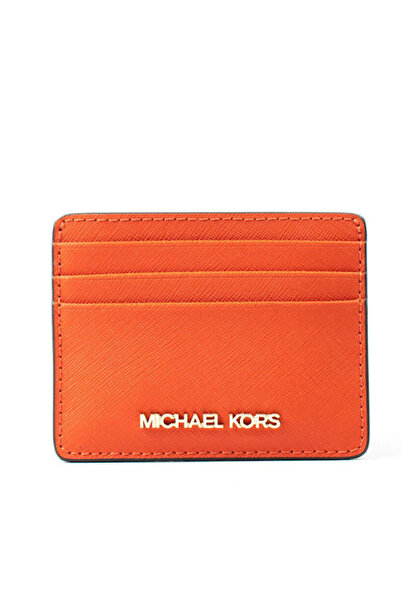 Michael Kors Μικρό Δερμάτινο Γυναικείο Πορτοφόλι για Κάρτες Πορτοκαλί