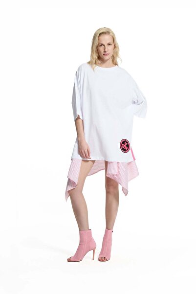 #vdr viadellerose White Oversize T-Shirt with Logo Printed on the Back 19024
