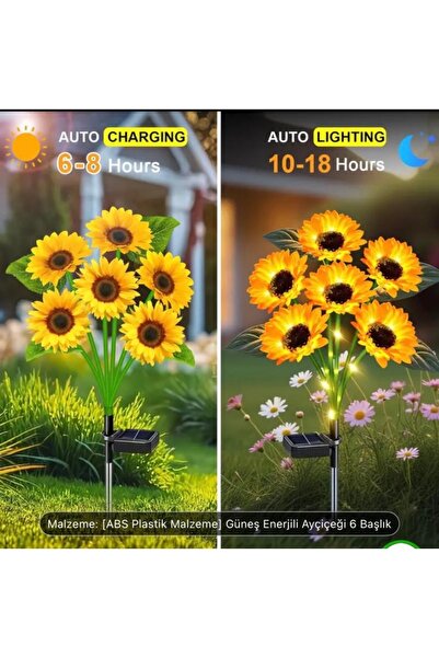 charmerprincesses SOLAR LED BAHÇE LAMBASI GÜNEŞ ENERJİLİ DEKORATİF AY ÇİÇEĞİ ...