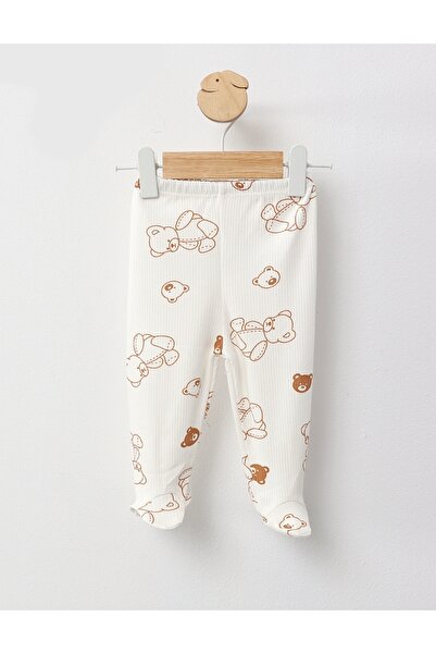 MiniKids Pantaloni cu botosei Ace Trase Ursulet, alb